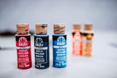 acrylic paint bottles