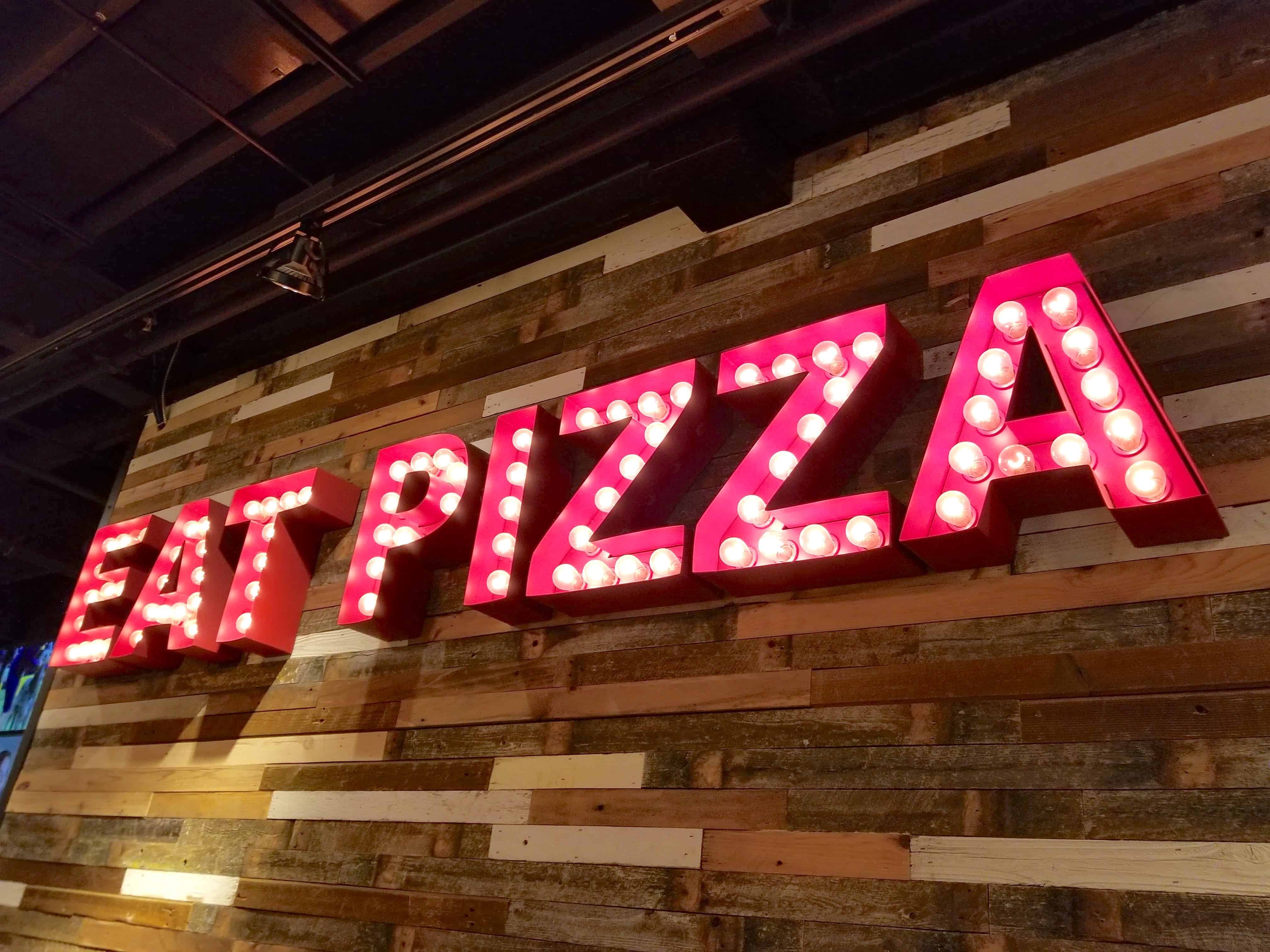 Eat Pizza lights sign Giordano's Detroit