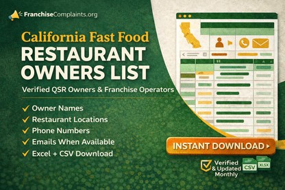 California fast food restaurant owners list database with verified QSR operator contact data