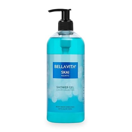 Bella Vita Luxury Skai Aquatic Body Wash Refreshing Shower Gel for Deep Cleansing, Hydrating & Moisturising Skin with Aloe Vera 500 Ml