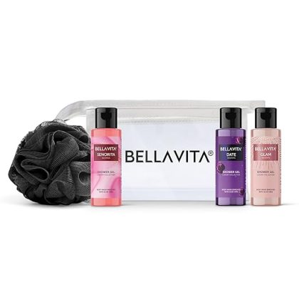 Bella Vita Luxury Women Trial Mini Kit|Date, Glam & Senorita Body Wash Refreshing Shower Gel, Fruity, Floral for Deep Cleansing with Aloe Vera, 55 Ml Each