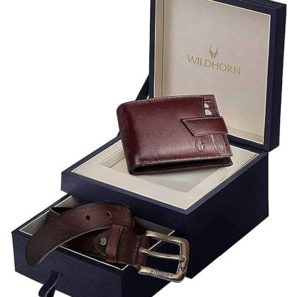 WildHorn Maroon Leather Men's Wallet & Belt Combo Set (699711)