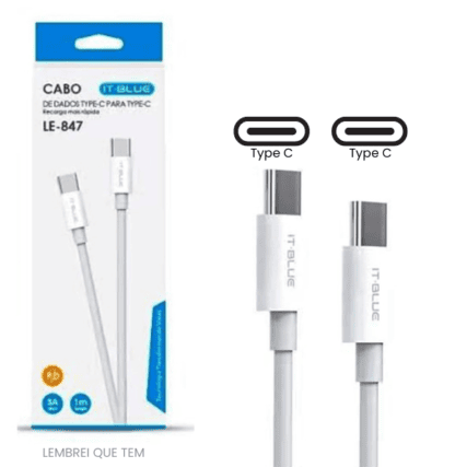 Cabo De Dados Type-C Para Tipo C 20V 3A – Turbo