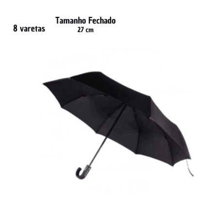 Guarda Chuva Sombrinha Pequena Preta Retrátil 8 varetas