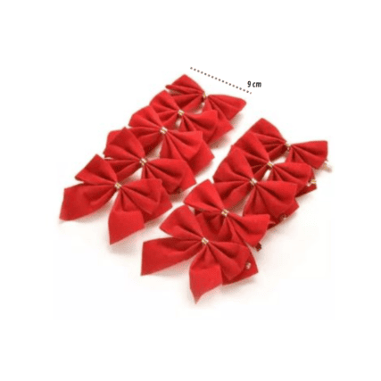 Laços Natalino Vermelho Decoração Natal 9cm Festa Cor Vermelho kit 5 uni