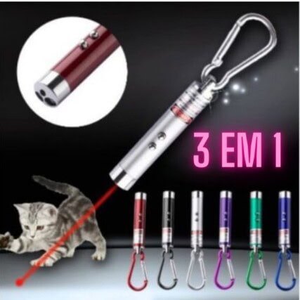 Mini Chaveiro Lanterna Laser Pointer 3 em 1 – Brinquedo