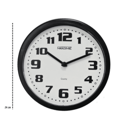 Relogio de parede redondo preto arabico 24cm – MAXTIME