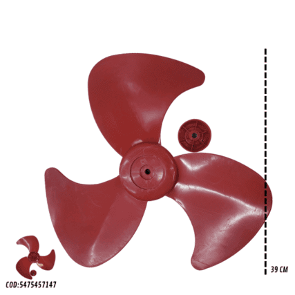 hélice ventilador  40 cm 3 pás ADAPTÁVEL vermelho
