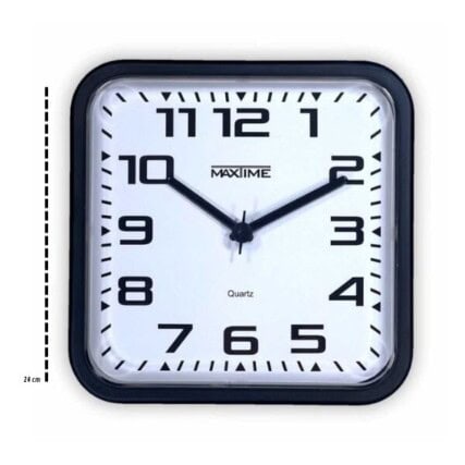 relógio de parede quadrado quartz arábico fundo branco- maxtime