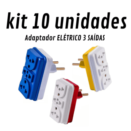 Adaptador ELÉTRICO 3 SAÍDAS 10A compatível Padrão antigo e padrão novo – benjamin KIT 10 UNI ATACADO