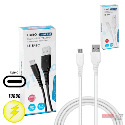 Cabo De Dados Tipo C 3.1A – LE-849C Turbo – Linha Premium