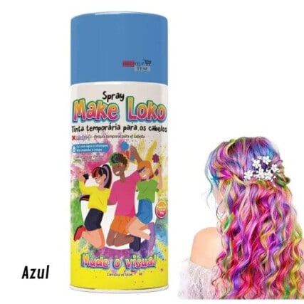 Tinta de cabelo Spray make Azul -Tinta temporária para cabelo