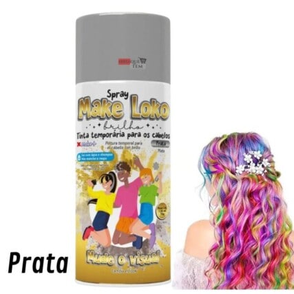 tinta temporária para cabelo -Tinta de cabelo Spray make Prata