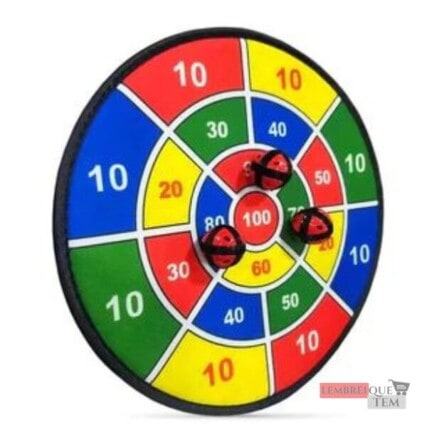 Brinquedo Jogo de Dardo com 3 Bolinhas que Grudam com Velcro  Alvo de 36cm Grande