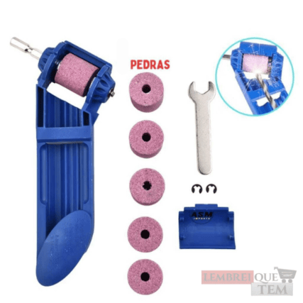 Afiador de Brocas para Furadeira 2 a 12,5mm – Kit com Chave e Lixas – kit com 4 lixas