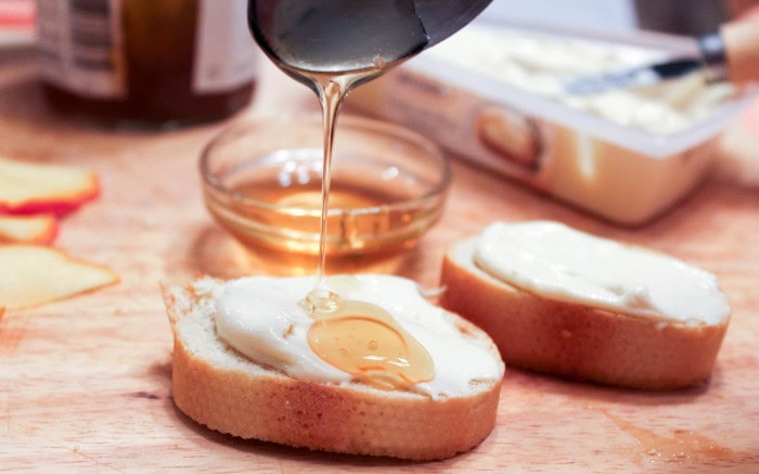 The Perfect Appetizer: Crostini Two Ways - Goat Cheese, Fig & Prosciutto and Brie, Honey & Peach