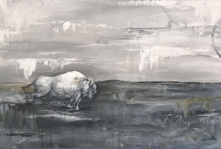 white buffalo painting commission by Nashville artist Kristin Llamas