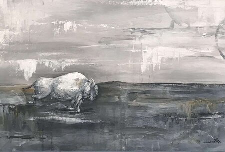 white buffalo painting commission by Nashville artist Kristin Llamas