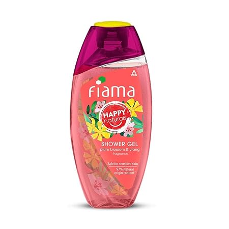 Fiama Happy Naturals Body Wash Shower Gel, 250ml, Plum Blossom and Ylang, Body Wash for Women & Men, 97% Natural Origin Content, Safe on Sensitive Skin Bodywash