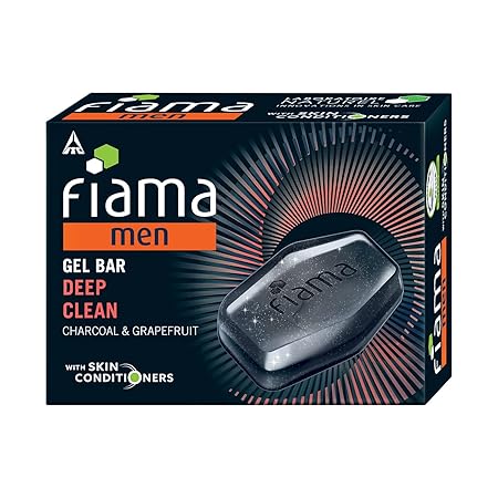 Fiama Men Deep Clean Gel Bar, with Charcoal, Grapefruit & Skin Conditioners, 125g Soap for Men, Skin Friendly pH, For All Skin Types