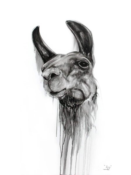 kristin llamas wall art painting of llama