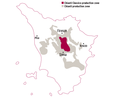 Карта Chianti vs Chianti Classico