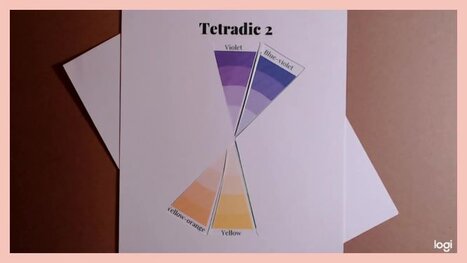 tetradic color scheme violet, blue violet, yellow, yellow-orange on a color wheel