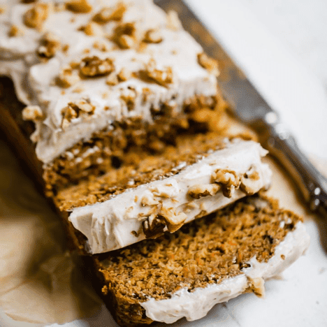 Carrot Cake Banana Bread with Thick Cinnamon Cream Cheese Frosting