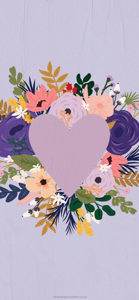 floral bouquet with heart phone wallpaper