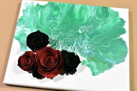 Acrylic Paint Pouring with 3D Flowers