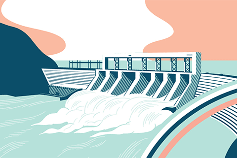 Hydro Dam Illustration by Stephane Poirier