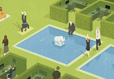 CEOs doing yoga Illustration by Min Gyo Chung