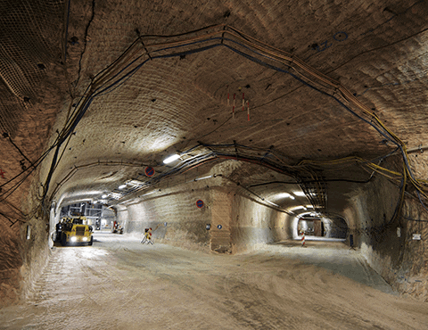 Miners work in a tunnel in the Gorleben Mine, Germany, on July 3, 2013. The mine holds nuclear waste on a temporary basis.