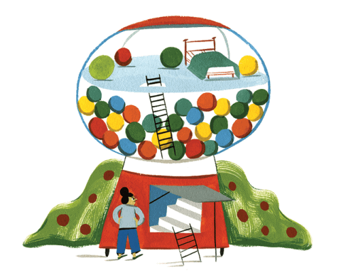 Pinball Illustration by Ping Zhu