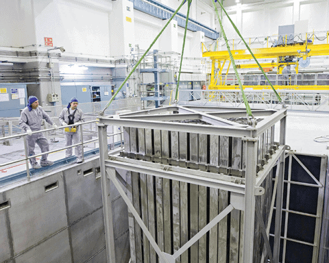 Equipment is moved at Spain's recently closed Santa Maria de Garona nuclear power plant