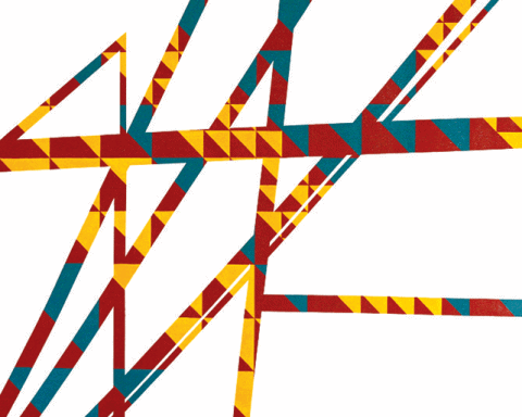 "Brigitte" 60" x 60" Acrylic on Canvas, from the series Modern Tipi, by Caroline Monnet