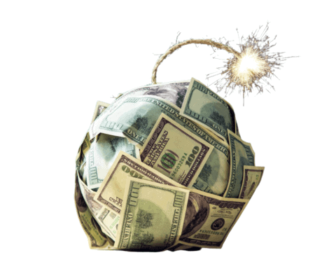 Stranded fossil fuel assets lose trillions - bomb made of dollar bills