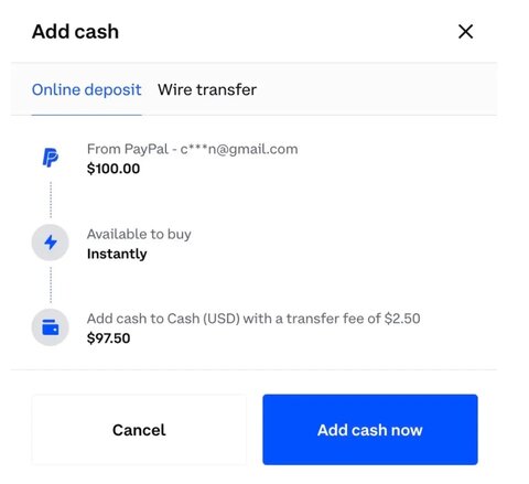 Depositing money into your Coinbase account