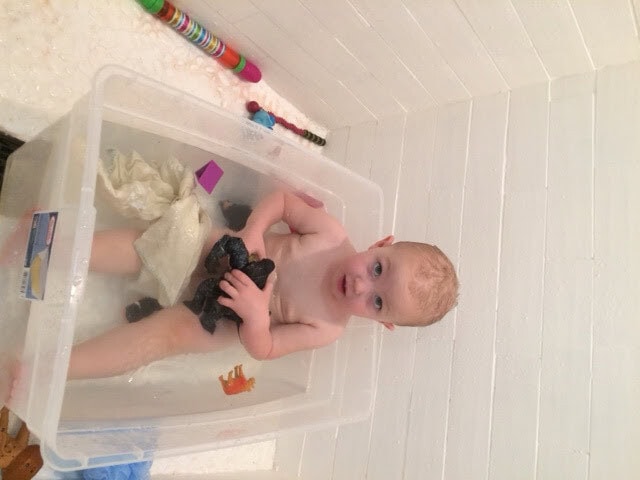 still doing baths in the tupperware