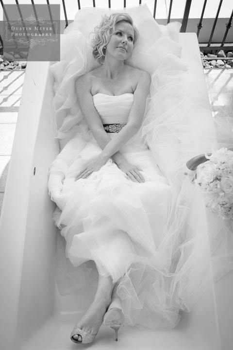 Houston Wedding Photography black and white bridal portraits bath tub hotel balcony hotel Zaza Houston