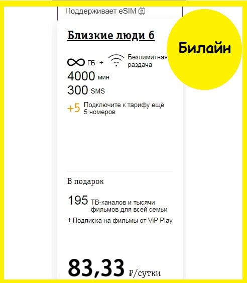 самые дешевые тарифы билайн