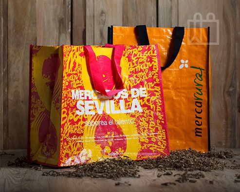 Bolsa de new arrivals tela plastificada