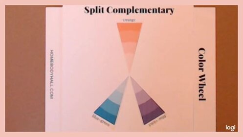 Split complementary color scheme on color wheel: orange, blue-green, blue-violet