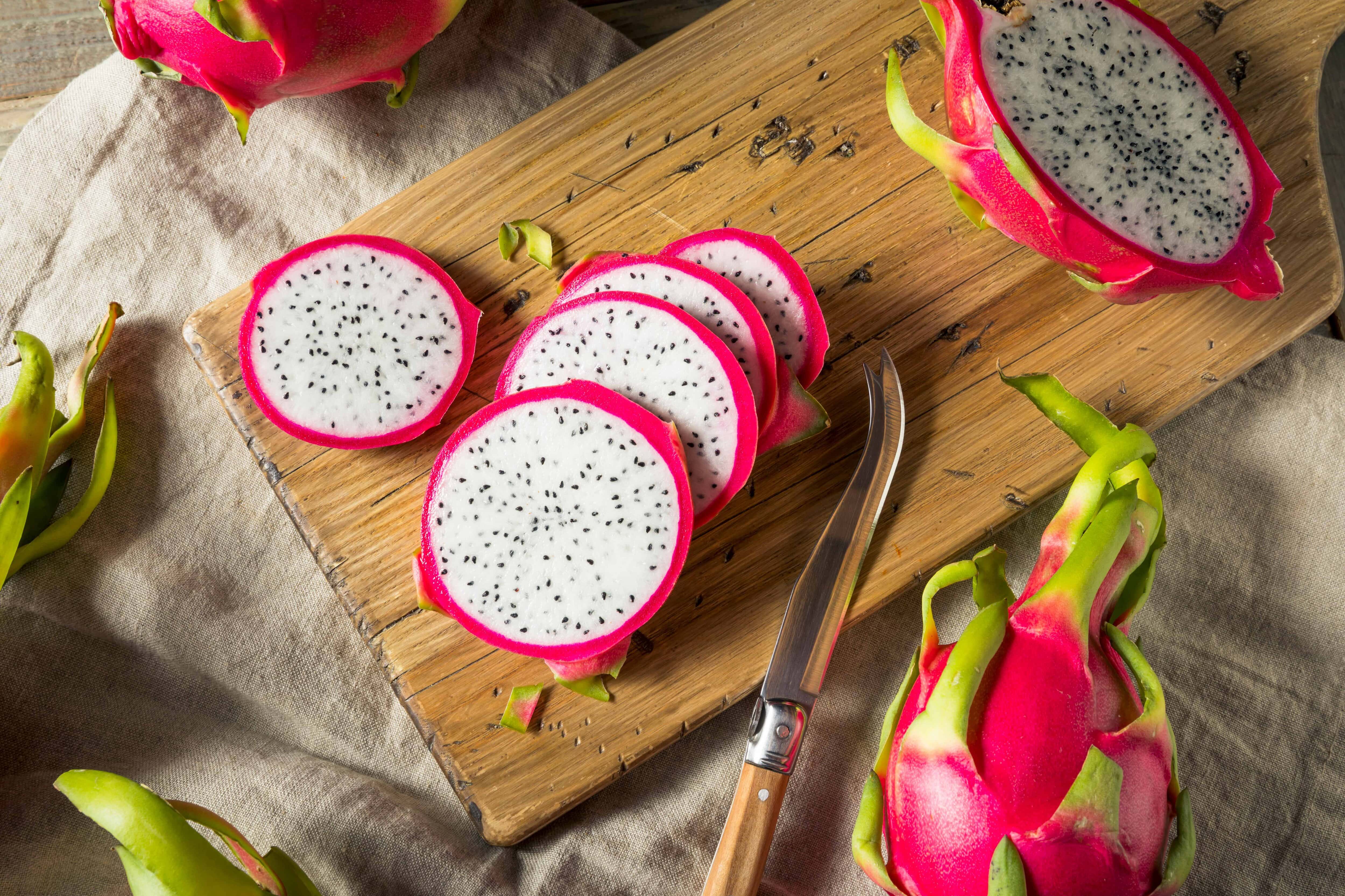 Sliced dragon fruit
