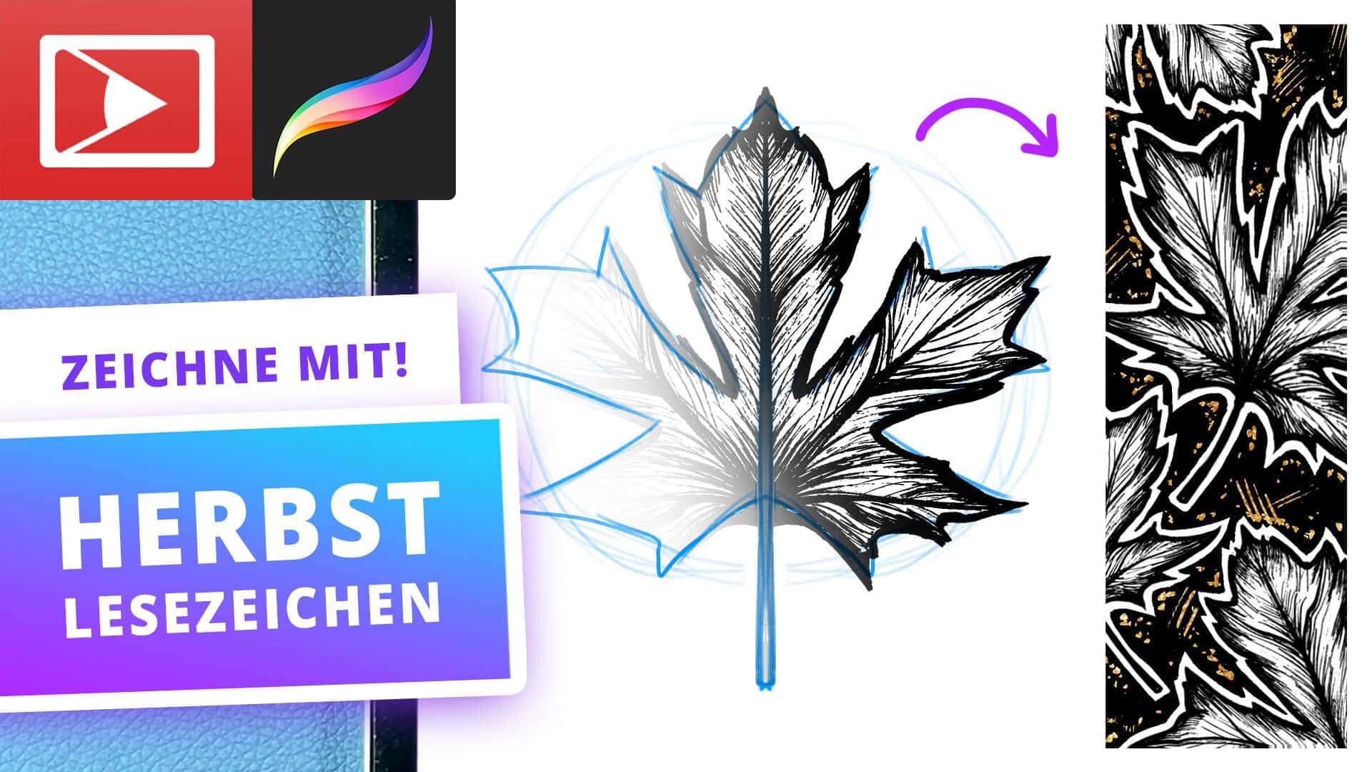 YOUTUBE UPDATE | Herbstblätter Lesezeichen zeichnen für Anfänger 🍁 Procreate Tutorial