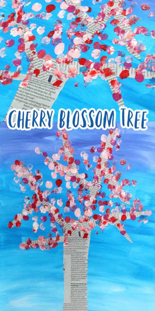 Cherry Tree Art with Newsprint