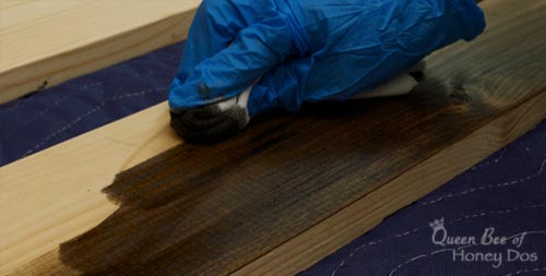 Applying stain to wood