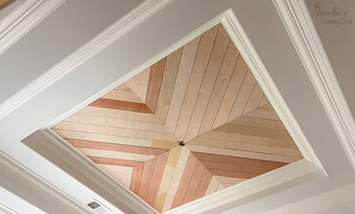 chevron planked ceiling unfinished