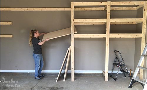 adding plywood to garage shelves