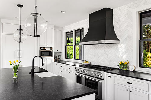 black and white kitchen